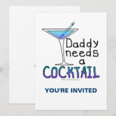 DADDY braucht einen Cocktail Einladung (Vorne/Hinten)