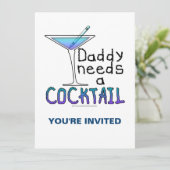 DADDY braucht einen Cocktail Einladung (Stehend Vorderseite)