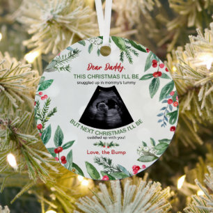 Daddy Bump Weihnachtsschwangerschaft Ankündigung Ornament Aus Metall