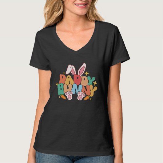 Daddy Bunny Ears Pink Buffalo Plaid Love Father s  T-Shirt (Vorderseite)