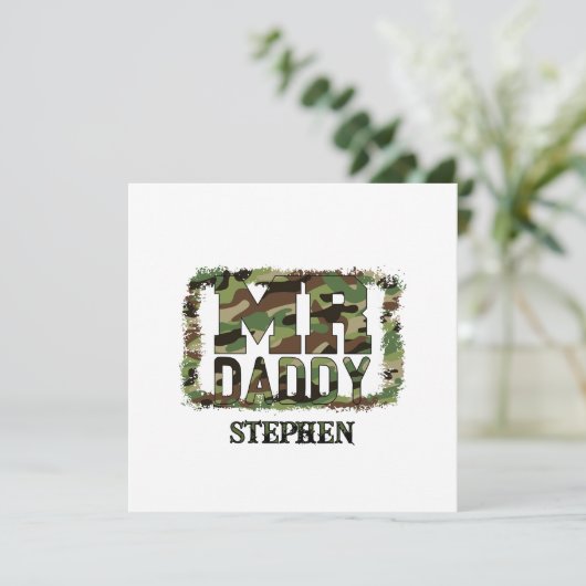 Daddy Camouflage Design mit Individuelle Name (Stehend Vorderseite)