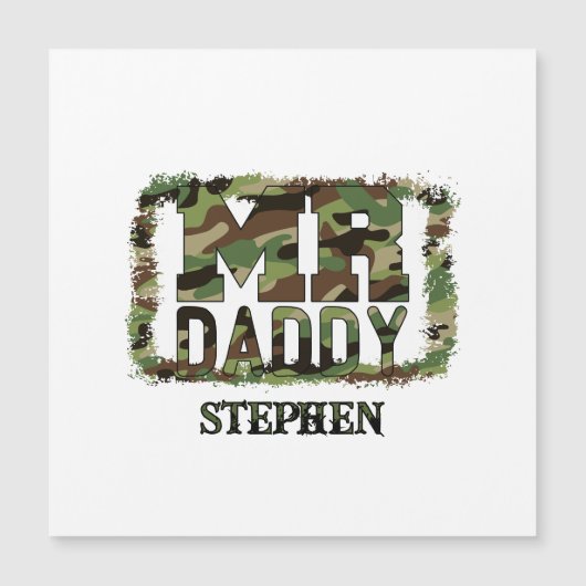 Daddy Camouflage Design mit Individuelle Name Magnetkarte (Vorderseite)