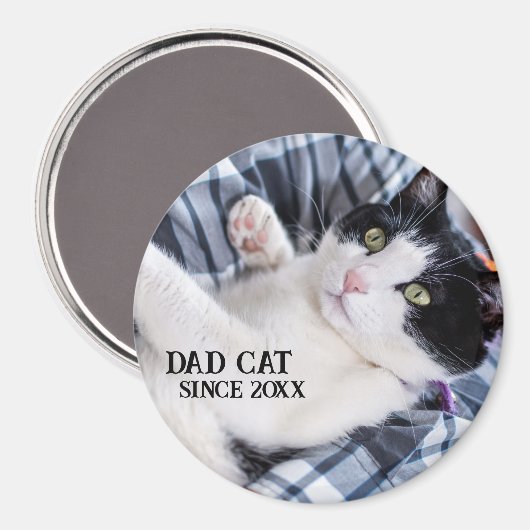 Daddy cat since Photo cute cat Magnet (Vorderseite/Rückseite)