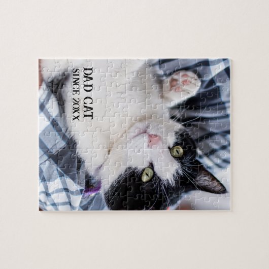 Daddy cat since Photo cute cat Puzzle (Horizontal)