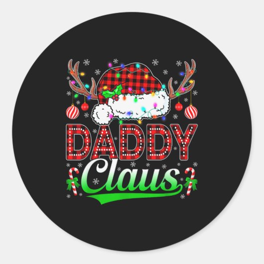 Daddy Claus Christmas Lights Matching Family Xmas  Runder Aufkleber (Vorderseite)