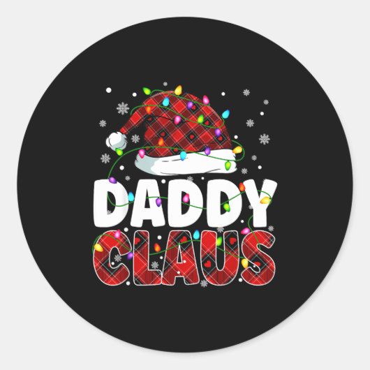 Daddy Claus Merry Christmas Santa Hat Family Match Runder Aufkleber (Vorderseite)