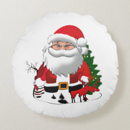 Daddy Claus mit einem Rentier Rundes Kissen