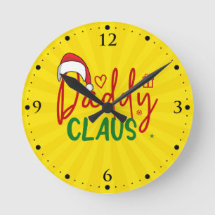 Daddy Claus Weihnachtsdesign Runde Wanduhr