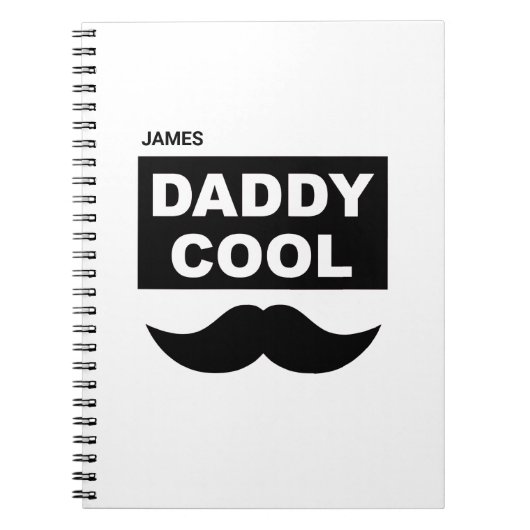 Daddy Cool Mustache Best Novelty Gift Notebook Notizblock (Vorderseite)
