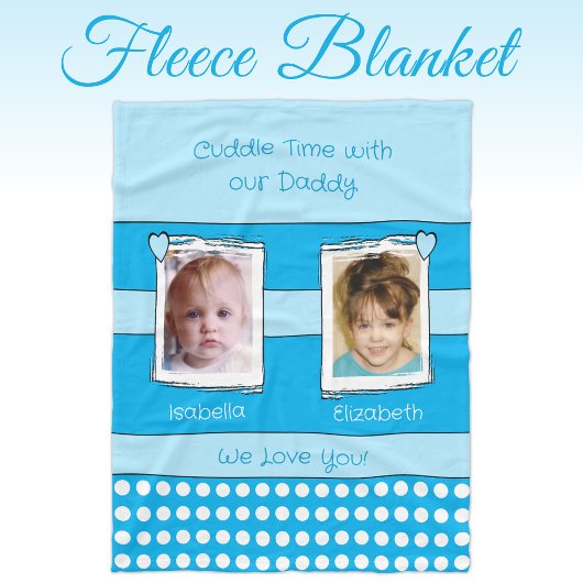 Daddy cuddle time 2 Fotos blau Fleecedecke