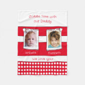 Daddy cuddle time 2 Fotos name white red Fleecedecke (Vorderseite)