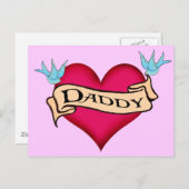 Daddy - Custom Heart Tattoo T - Shirt & Geschenke Postkarte (Vorne/Hinten)
