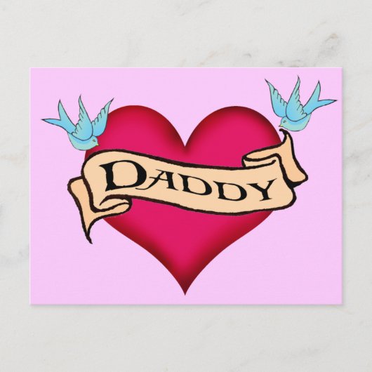 Daddy - Custom Heart Tattoo T - Shirt & Geschenke Postkarte (Vorderseite)