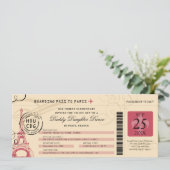 Daddy Daughter Dance Paris France Boarding Pass Einladung (Stehend Vorderseite)