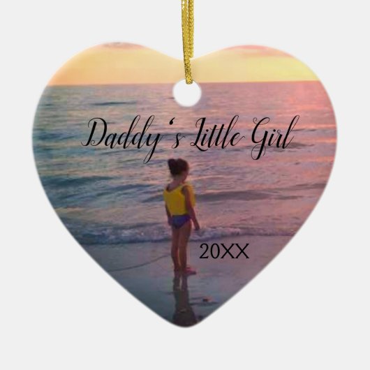 Daddy Daughter Memory Custom Foto - Herz Keramik Ornament (Vorne)