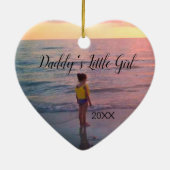 Daddy Daughter Memory Custom Foto - Herz Keramik Ornament (Hinten)