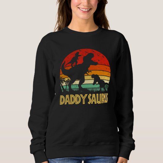 Daddy Dinosaur Daddysaurus 2 kids Fathers Day For Sweatshirt (Vorderseite)