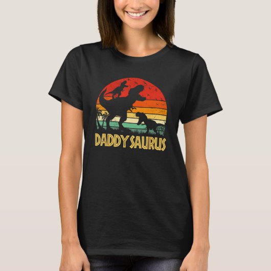Daddy Dinosaur Daddysaurus 2 kids Fathers Day For T-Shirt (Vorderseite)