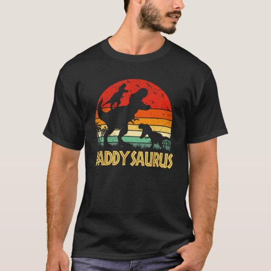 Daddy Dinosaur Daddysaurus 2 kids Fathers Day  For T-Shirt (Vorderseite)