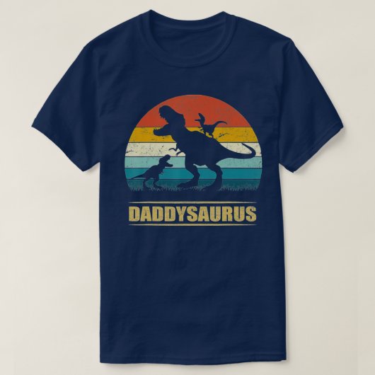 Daddy Dinosaur Daddysaurus 2 Kids Fathers Day Gift T-Shirt (Design vorne)