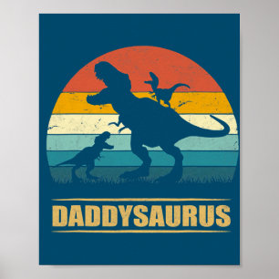 Daddy Dinosaur Daddysaurus 2 Kinder Vater Tag Poster