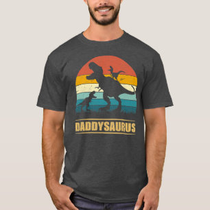 Daddy Dinosaur Daddysaurus 2 Kinder Vater Tag T-Shirt