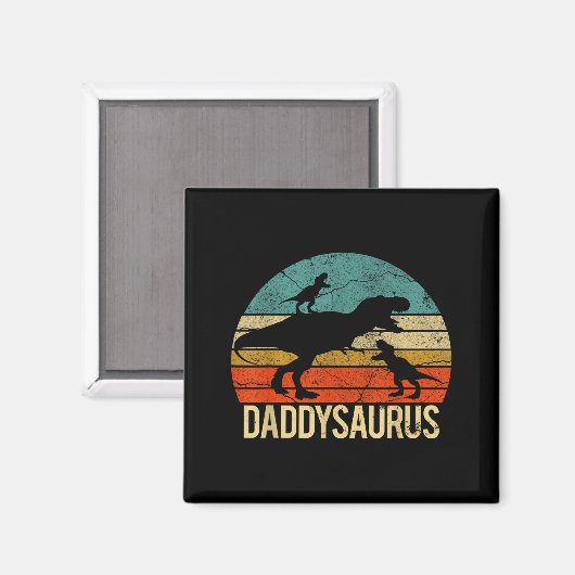 Daddy Dinosaur Daddysaurus 2 Two Kids Christmas Gi Magnet (Vorderseite/Rückseite)