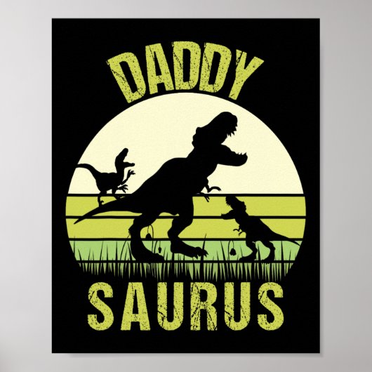 Daddy Dinosaur Daddysaurus 2 Two Kids Fathday Poster (Vorne)