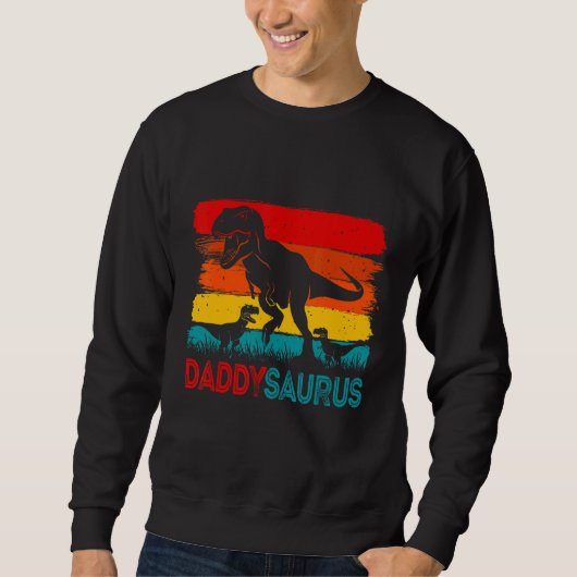 Daddy Dinosaur Daddysaurus 2 Two kids Xmas Men Fat Sweatshirt (Vorderseite)