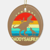 Daddy Dinosaur Daddysaurus 2 Zwei Kinder Vater's Keramik Ornament (Links)