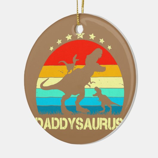 Daddy Dinosaur Daddysaurus 2 Zwei Kinder Vater's Keramik Ornament (Links)