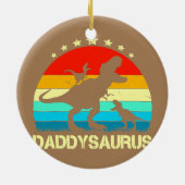 Daddy Dinosaur Daddysaurus 2 Zwei Kinder Vater's Keramik Ornament (Hinten)