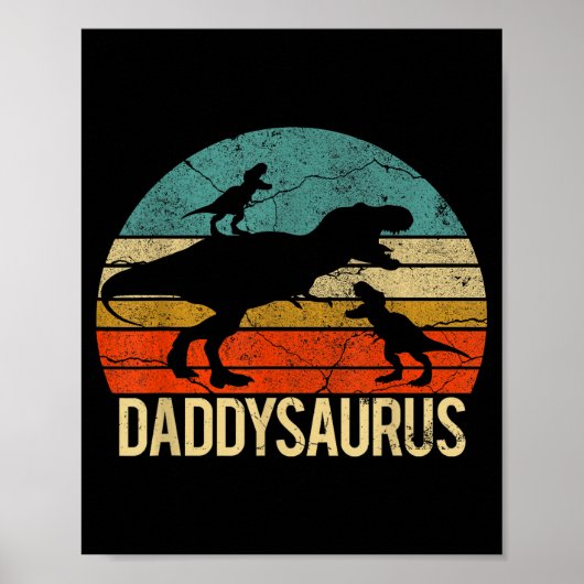 Daddy Dinosaur Daddysaurus 2 Zwei Kinder Weihnacht Poster (Vorne)