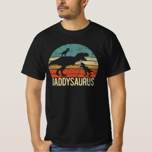 Daddy Dinosaur Daddysaurus 2 Zwei Kinder Weihnacht T-Shirt