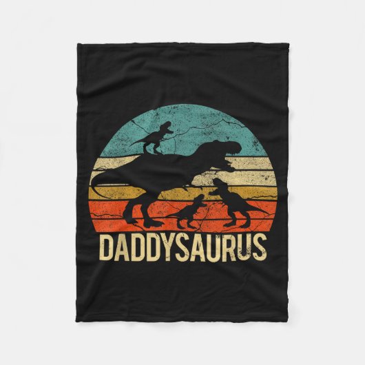 Daddy Dinosaur Daddysaurus 3 Drei Kinder Xmas Weih Fleecedecke (Vorderseite)