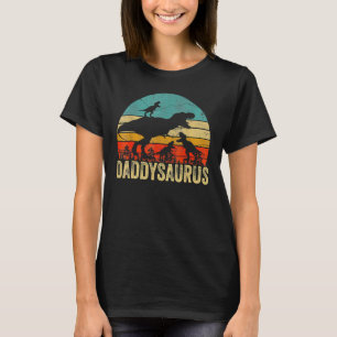 Daddy Dinosaur Daddysaurus 3 Zwei Kinder Vater Tag T-Shirt