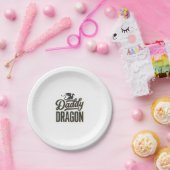 Daddy Dragon Vintage Gravur Shirt Design_1 Pappteller (Party)