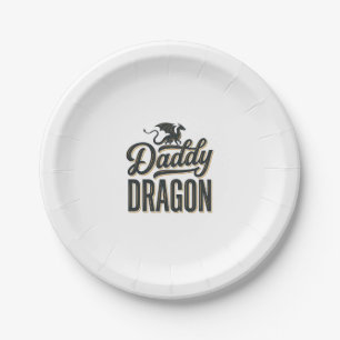 Daddy Dragon Vintage Gravur Shirt Design_1 Pappteller