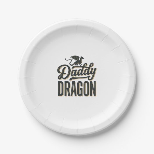 Daddy Dragon Vintage Gravur Shirt Design_1 Pappteller (Vorderseite)