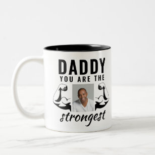 Daddy du bist das stärkste Funny Vater Foto Zweifarbige Tasse