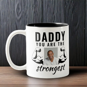 Daddy du bist das stärkste Funny Vater Foto Zweifarbige Tasse