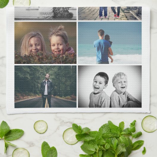 Daddy du bist unser Helden 6 Foto Collage Geschirrtuch (Gefaltet)