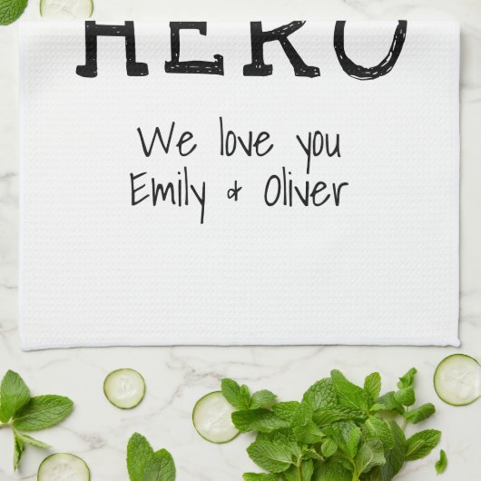 Daddy, du bist unser Hero Simple B&W Typografie Geschirrtuch (Gefaltet)