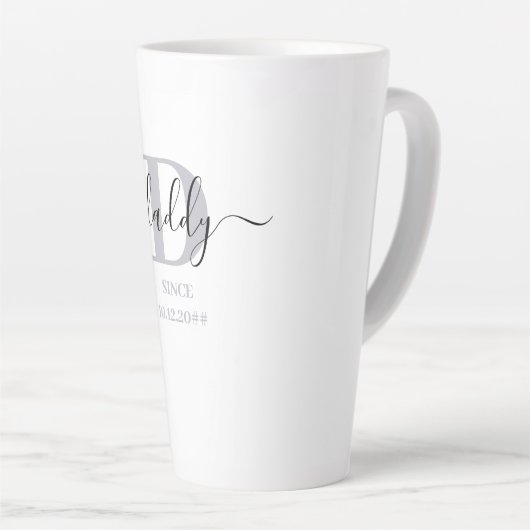 Daddy Eleganter Script-Vater Monogram Silver Gray Milchtasse (Rechte Ecke)