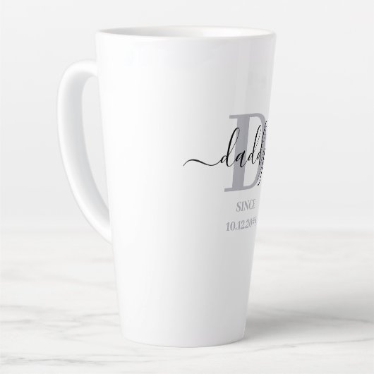 Daddy Eleganter Script-Vater Monogram Silver Gray Milchtasse (Linke Ecke)