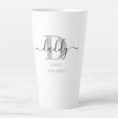 Daddy Eleganter Script-Vater Monogram Silver Gray Milchtasse (Vorderseite)