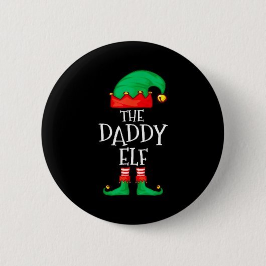 Daddy Elf Family Christmas Daddy Dad Father Elf Sw Button (Vorderseite)