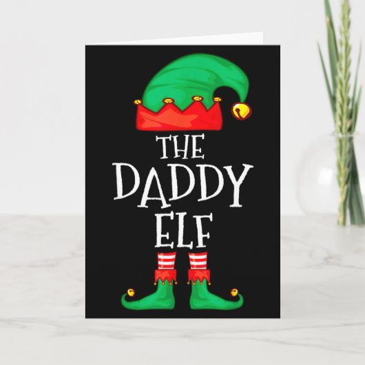Daddy Elf Family Christmas Daddy Dad Father Elf Sw Karte (Vorderseite)