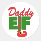 Daddy Elf Runder Aufkleber (Vorderseite)