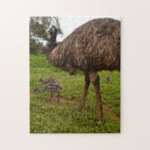 Daddy Emu, der seine Chicks für einen Spaziergang Puzzle (Vertikal)